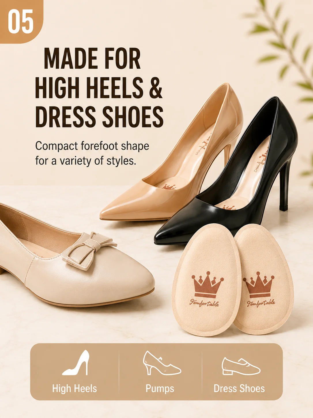 Women Forefoot Pad Pain Relief Insert Half Insoles High Heel Shoes Non-slip Cushion Shoe Breathable Sweat Absorbing Foot Pads