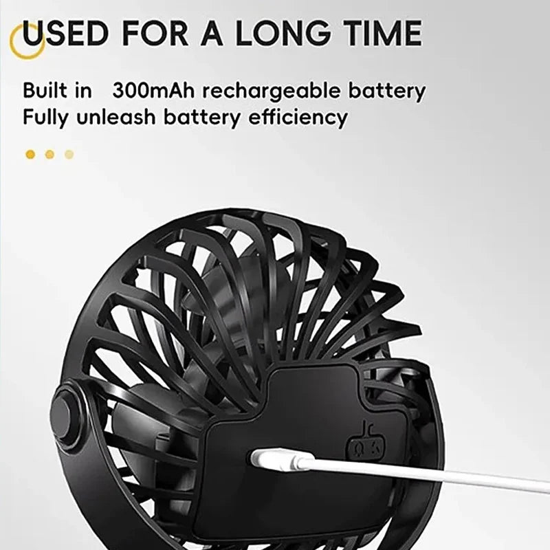 Portable Rechargeable Electric Fan 720° Rotating Hanging Clip Fan with NightLight Office Bedroom Dormitory Outdoor Small Fan