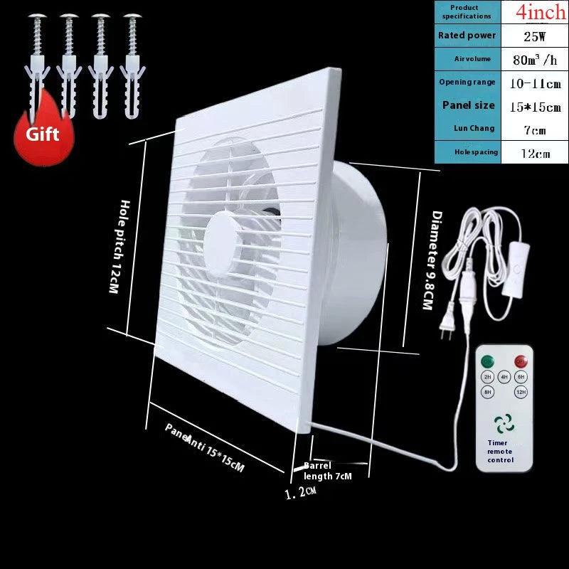 220V 4 inch 6 inch 8inch Hanging Wall White Ventilador Small Ventilator Extractor Exhaust Fans Toilet Bathroom Kitchen Fan