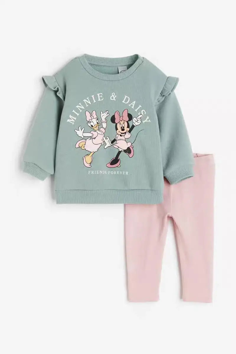 New Autumn Sweatshirt Outfits Cartoon Print Hoodies+Pants 2Piece Set Outer Wear Cotton Long-sleeved Suits Boys Child Costume