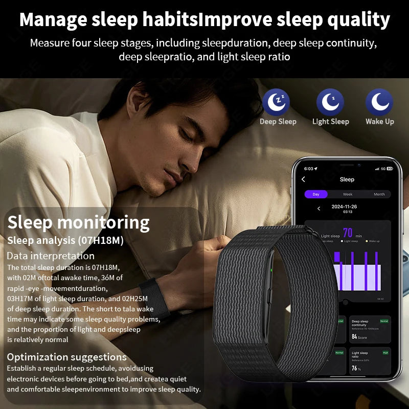 New AI Health Analysis Smart Watch Sport Band Fitness Tracker Heart Rate Blood Pressure HRV Monitor Call Reminder Smart Bracelet