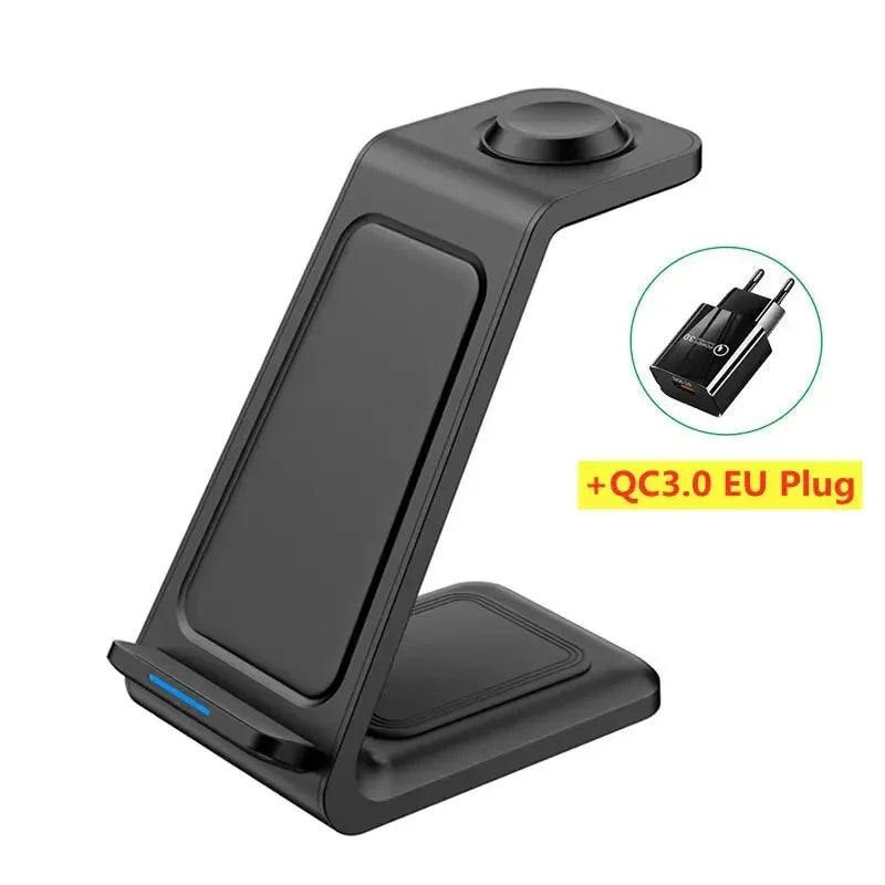 3 In 1 Wireless Charger Stand Fast Charging Station for iPhone 17 16 15 14 13 12 11 iWatch 10/9/8/7 Ultra Airpods Phone Holder