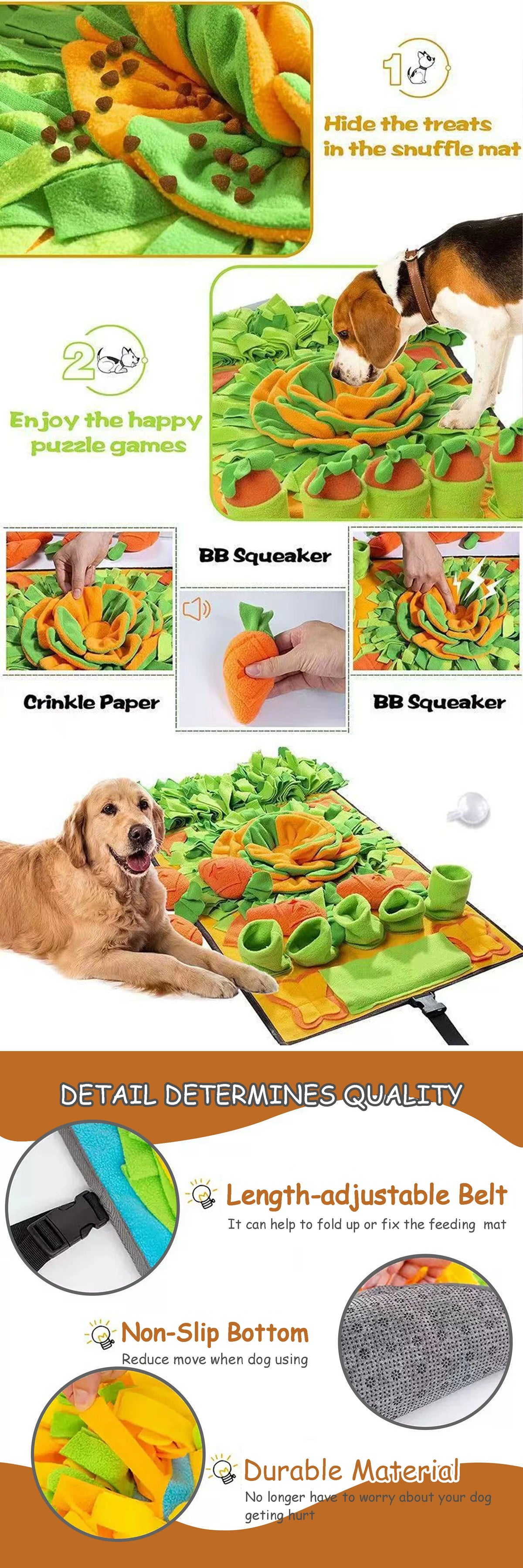 Pet Sniffing Mat Indoor Dog Walking Dog Cat Foraging Toy Dog Stress Relief Puzzle Treasure Hunt Game Slow Eating Mat