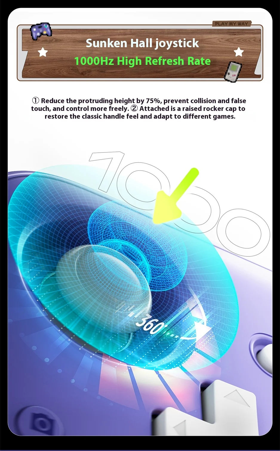 IINE Pocket Mini Controller Palm-Sized Gamepads 1000hz Hall Joystick Short Video Remote Control Suitable for NS2 Android iPhone