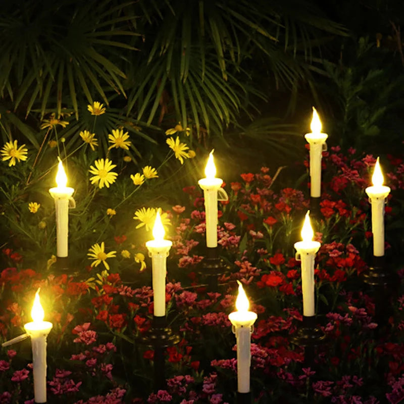 Solar Garden Light Candle Light with Candlesticks Holders Waterproof LED Solar Lamp for Outdoor Garden Lawn Pathway Decoration