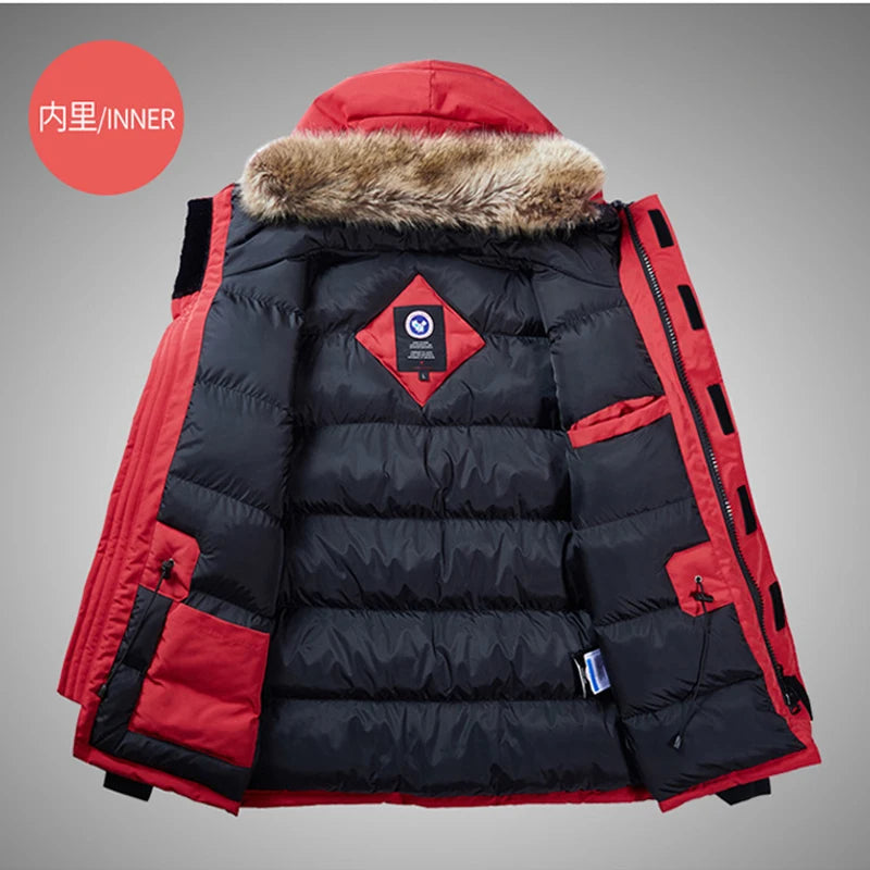 -30 C FIT Plus Thick Velvet Down & Parka coat 6XL 7XL 8XL  winter jacket men waterproof windproof chaquetas hombre