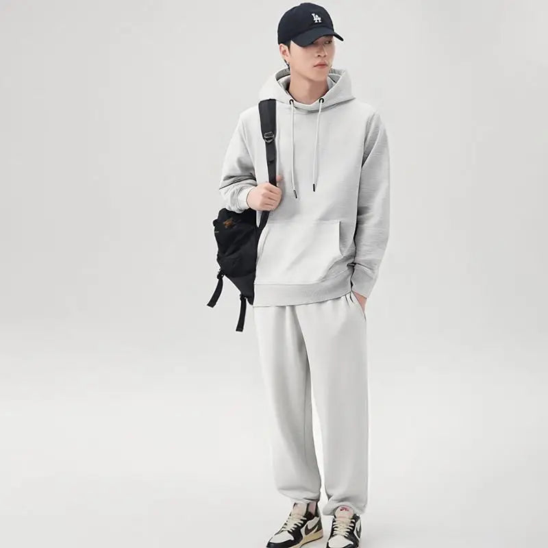 2026 Men's New Straight-Leg Casual Suit Trendy Hooded Sweatshirt and Sweatpants Loose Fit Versatile Casual Autumn Sports Suit