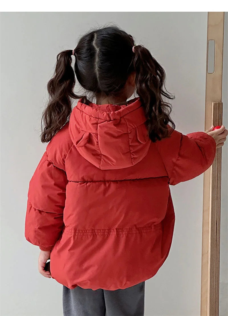 New Baby Warm Jacket Winter Toddler Thickened Outerwear Boys Girls Solid Hooded Coats Children Windproof Overcoat Snowsuit 2-6Y