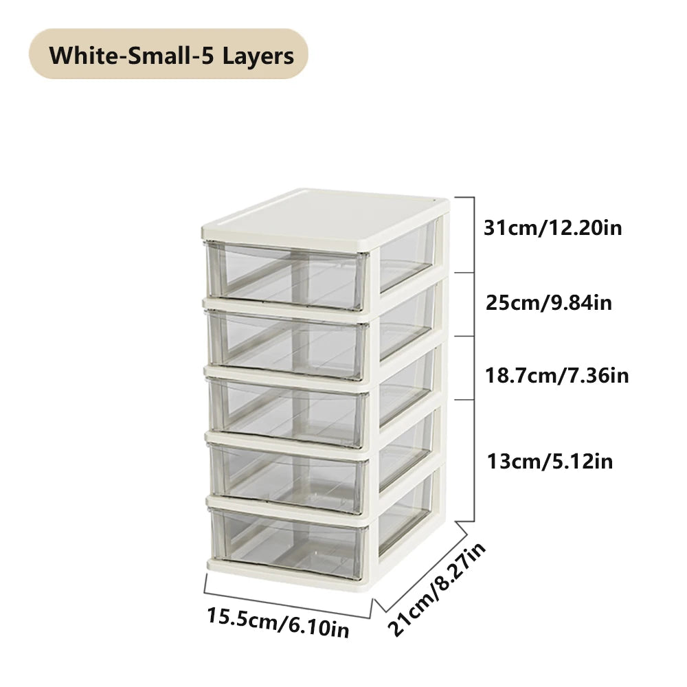 Desktop Storage Box with Drawers 2-6 Layers - Heightened Table Organizer for Office Home