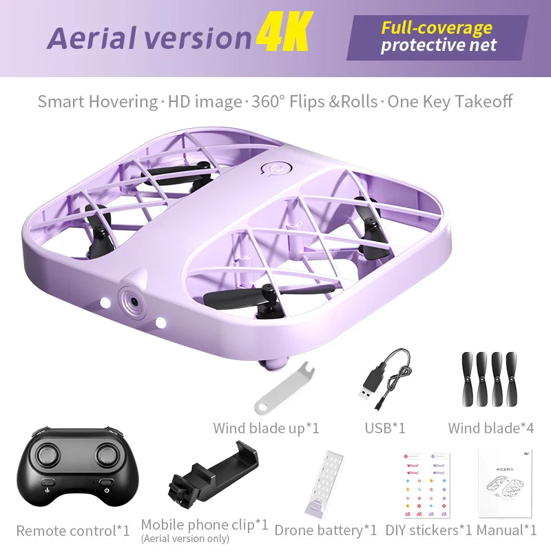 Mini Drone With 4k Professional Camera Air Hover 360° Roll Wide-Angle Camera Portable Long Life Remote Control Helicopter Toy