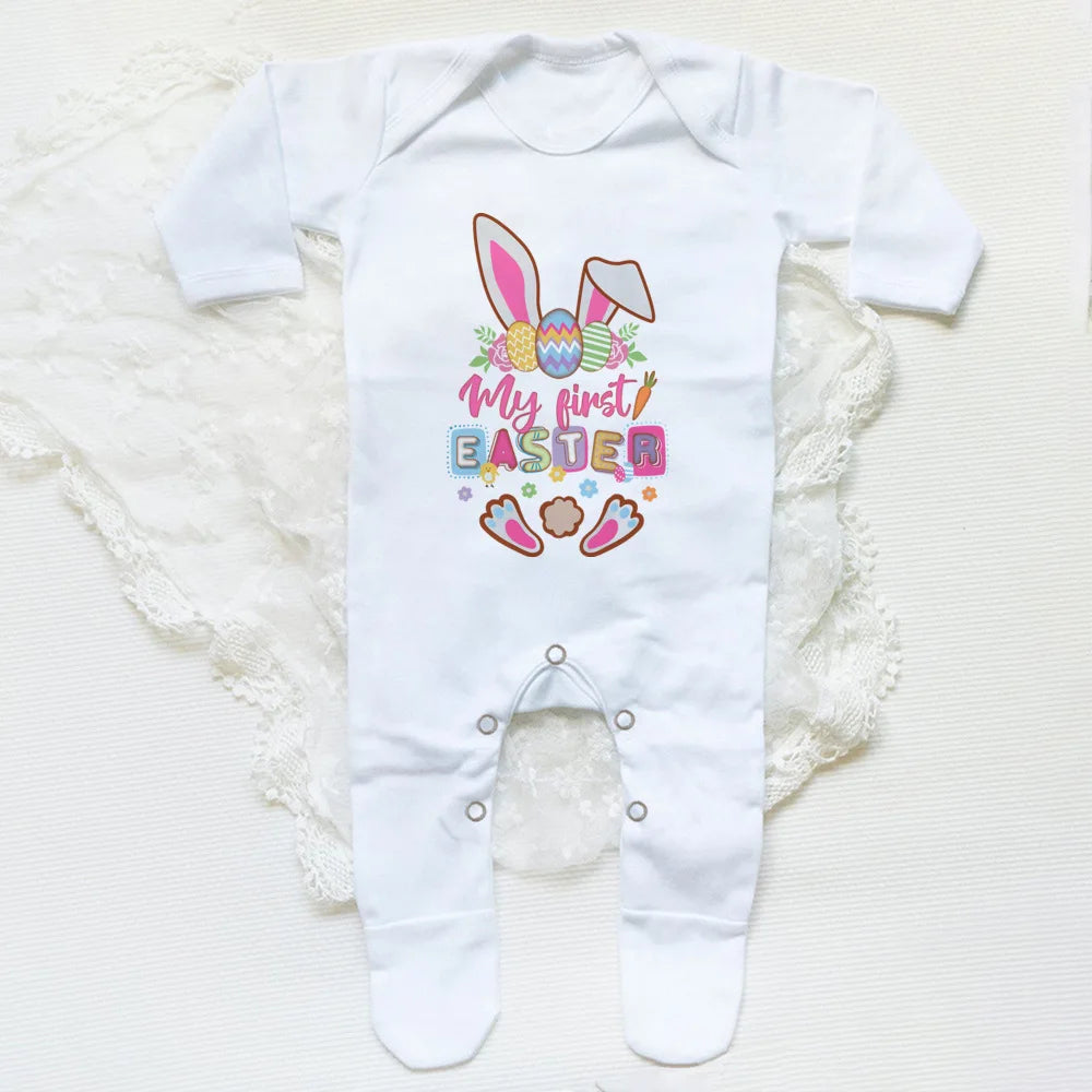 My First Easter Print  Baby Sleepsuit Newbron Babygrow Sleepsuit Baby Girl/ Boy Clothing Infant Easter Day Present  Bodysuits