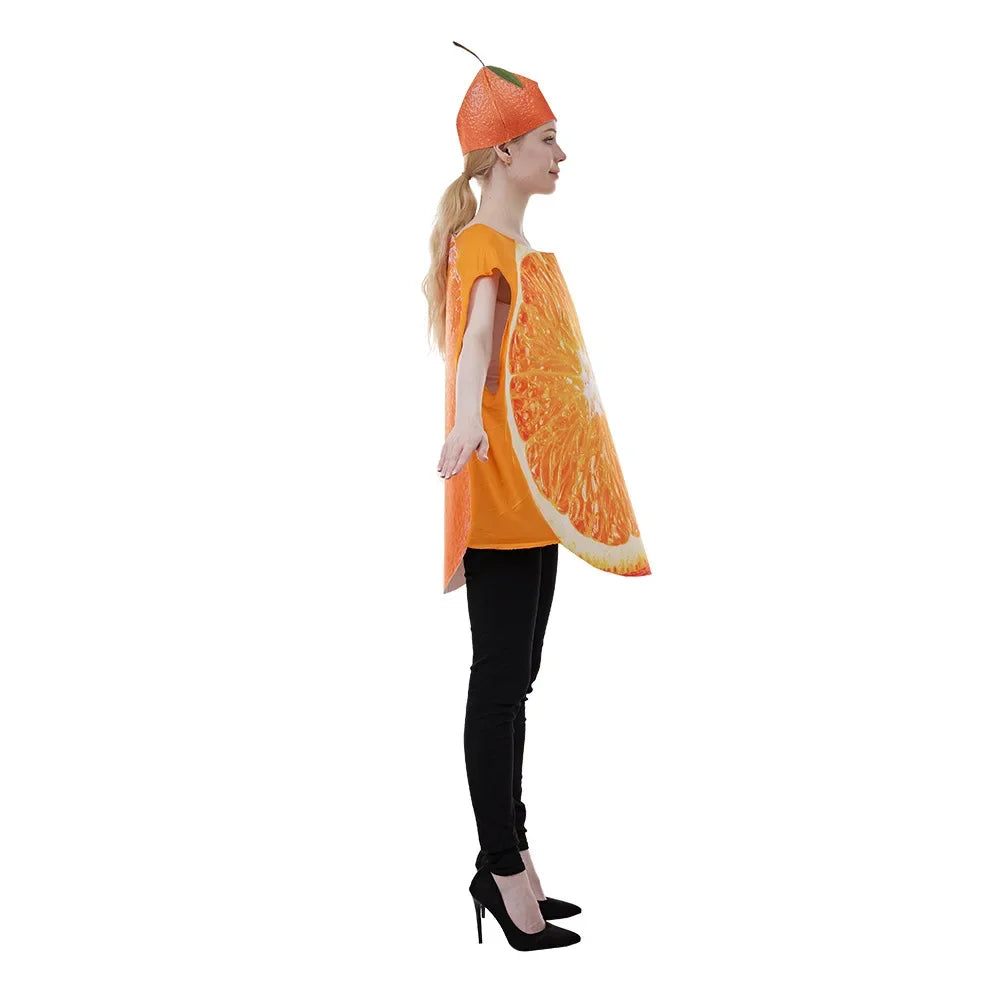 Halloween Fun Fruit Slice Costume Adult Cosplay Orange Play Costume Vegetable Party