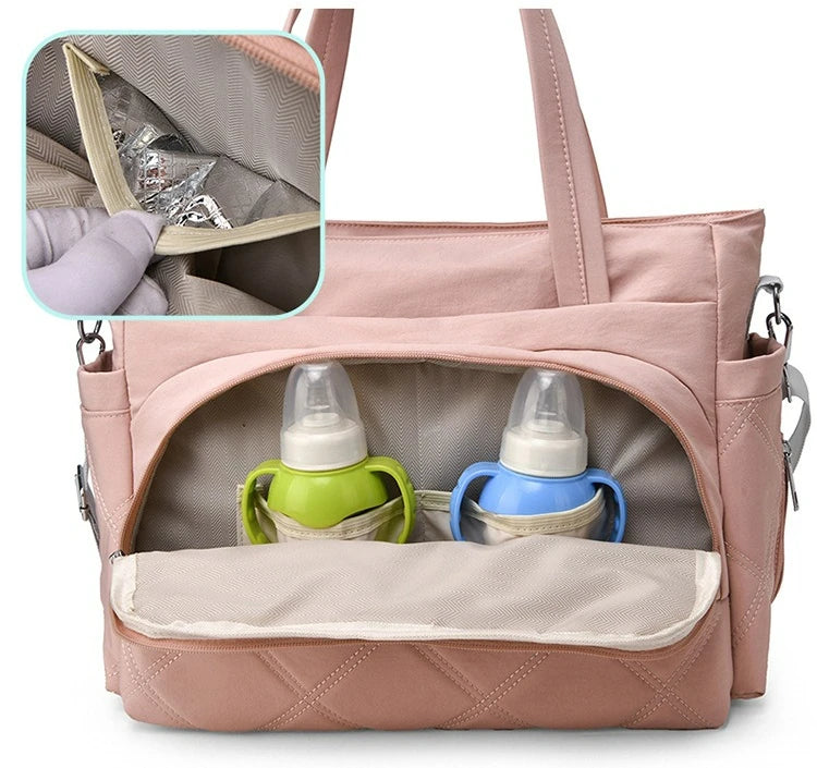 Personalized Name Simple Mommy Bag Large Capacity Solid Color Single Shoulder Crossbody Bag Baby Diaper Storage Bags