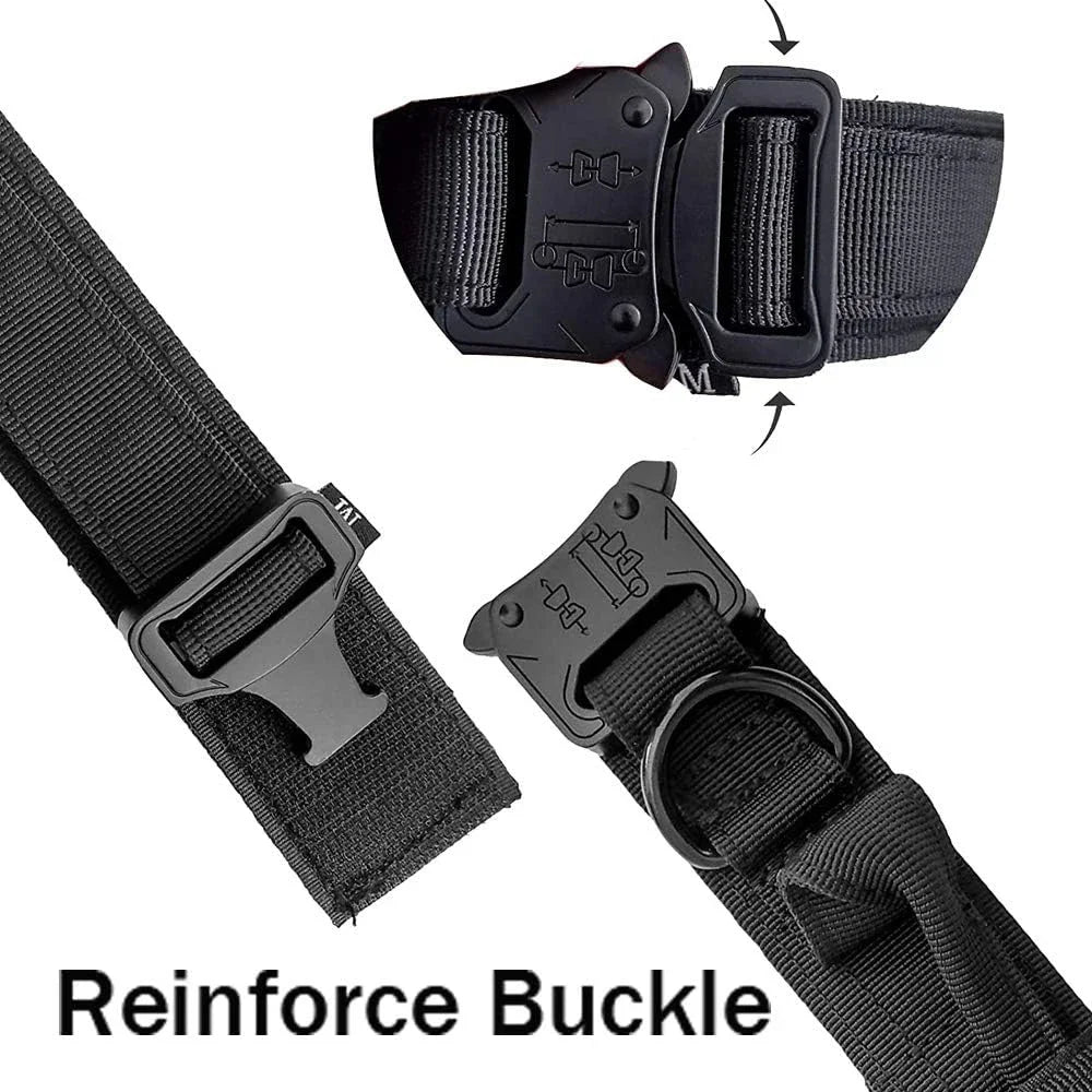Tactical Dog Collar Training Set Heavy Duty Outdoor AntiPull Leash Metal Buckle Collar Reflective Stitching for Medium Large Dog