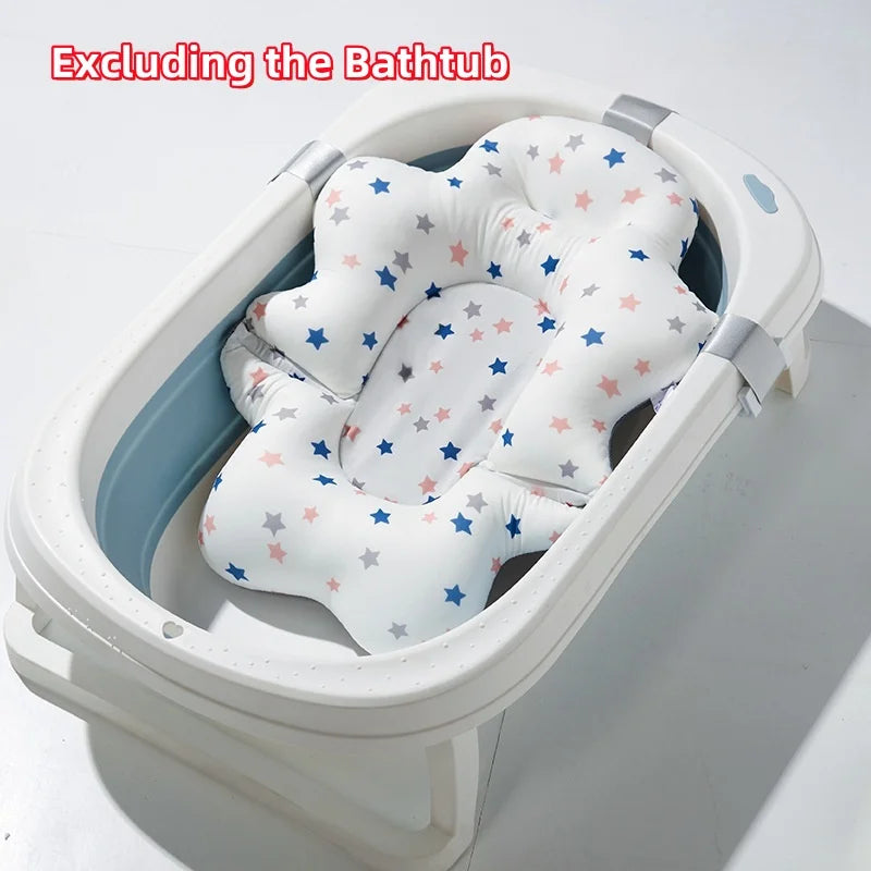 Newborn Bathtub Pad Ajustable Baby Bath Support Seat Mat Shower Cushion Foldable Baby Bath Seat Floating Security Water Pad