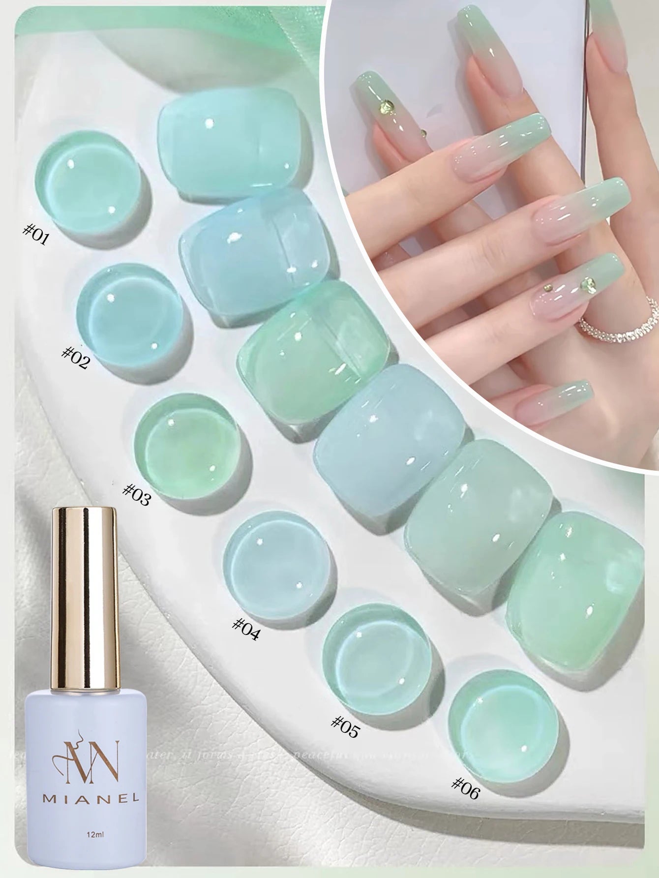 MIANEL 12ML 1-21pcs Emperor Green Cat Eye Gel Nail Polish Whitenning Nails Green Nails Suitable For Nail Salons Nail Supplies