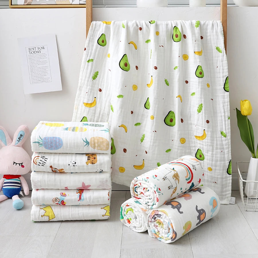 Baby Washcloth 4-Layer Gauze Infant Bath Towel Newborn Bathrobe Cotton Blanket for Boy Girl Children's Blanket Swaddle Wrap