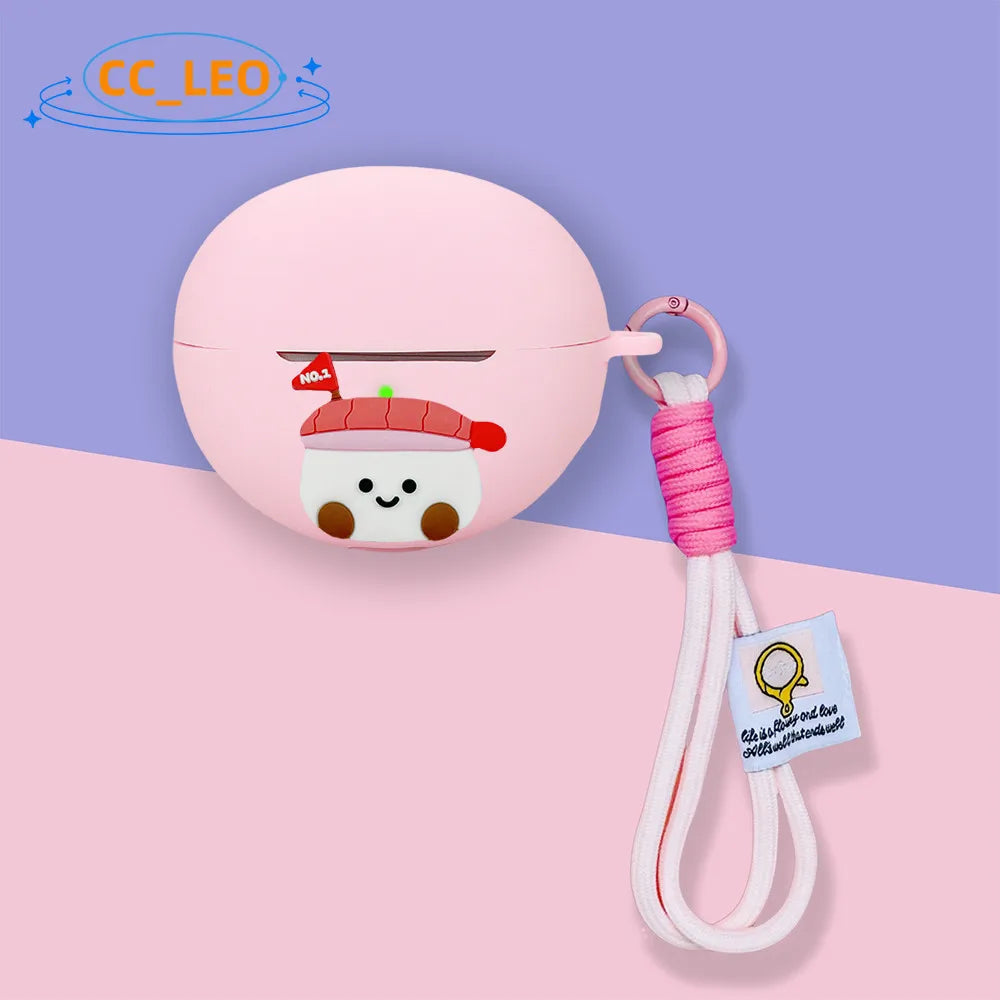 For Honor Choice EarBuds Clip Case Cute Lanyard Pendant Cartoon Cat Suitable for Honor Choice EarBuds Clip Protective Cover