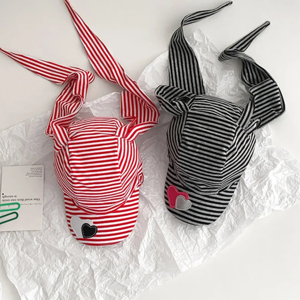 Apparel Accessories Rabbit Bunny Ears Baseball Cap Cotton Sunscreen Lop Ear Cap Hip Hop Y2K Heart Stripe Hat Street