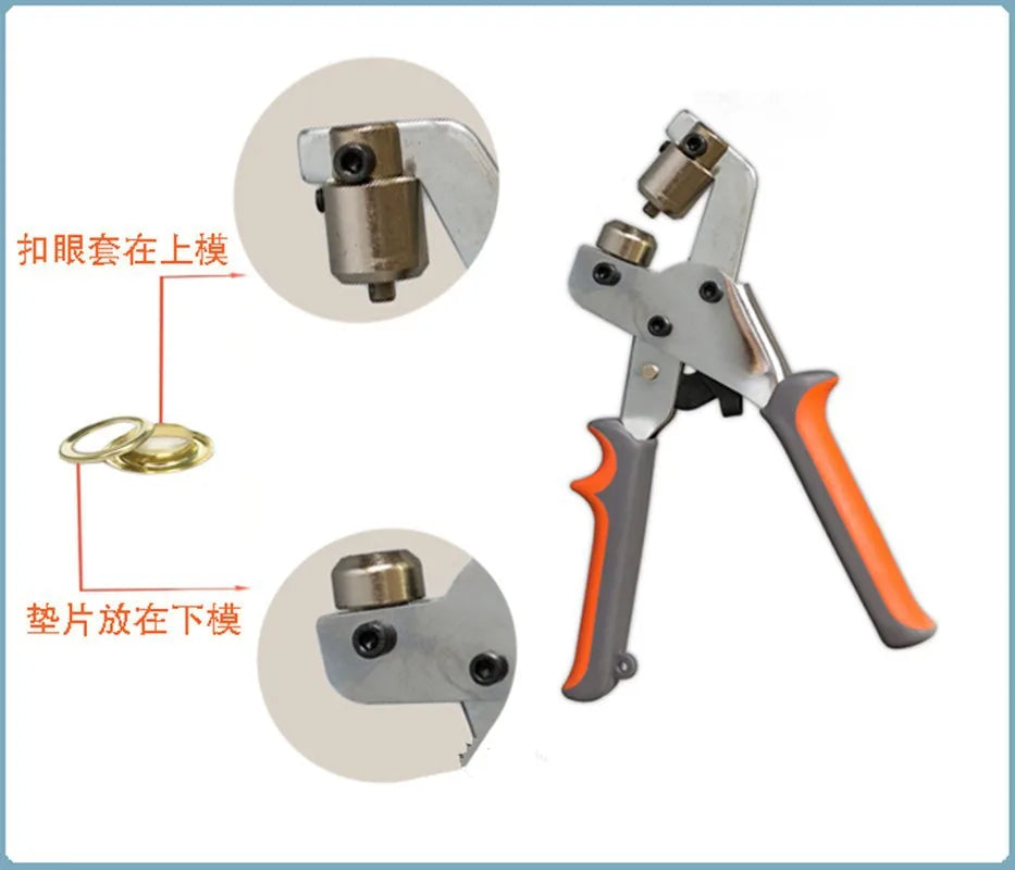 Grommet Tool Kit Grommet Press Punch Kits Grommet Machine Pliers Handheld Eyelet Kit For Tarp Fabric Leather Shoes Garden Tools
