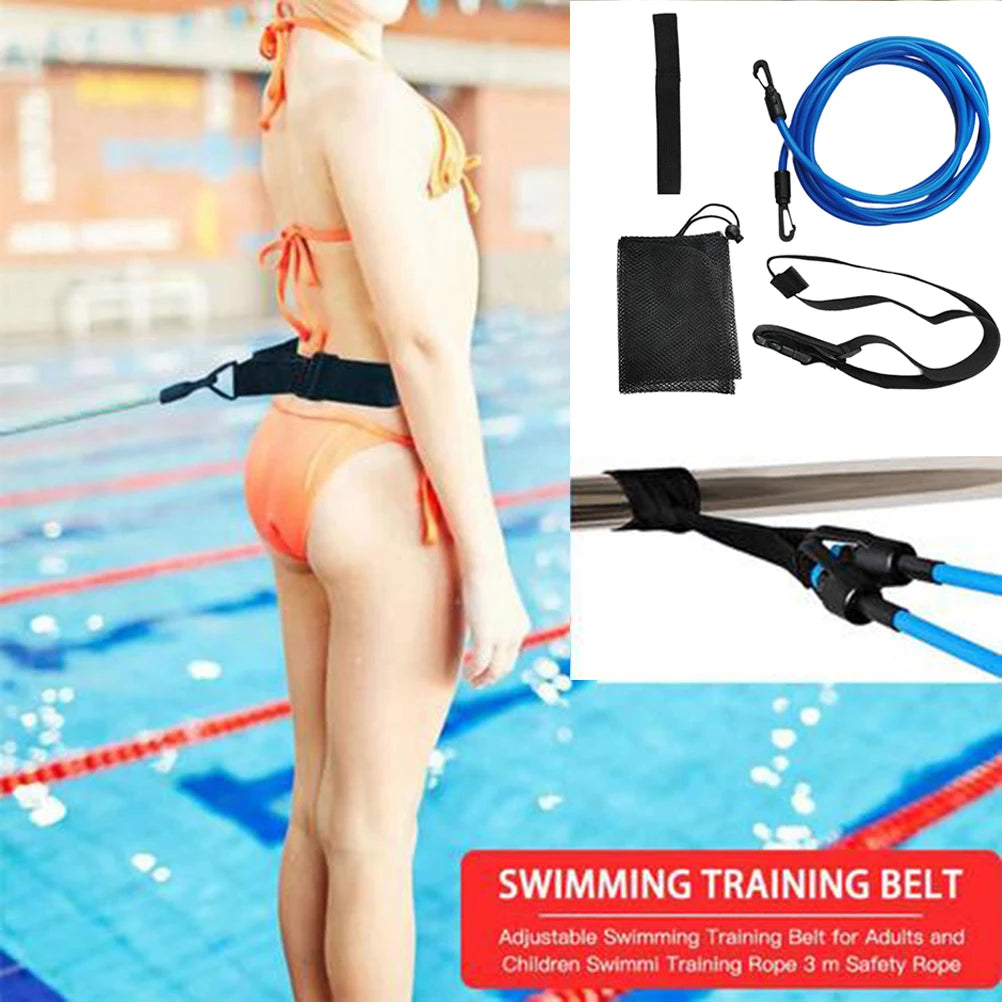 3M Swim Trainer Belts Resistance Elastic Belt Training Leash Swimming Tether Stationary Harness Resistance Band Pool Accessories