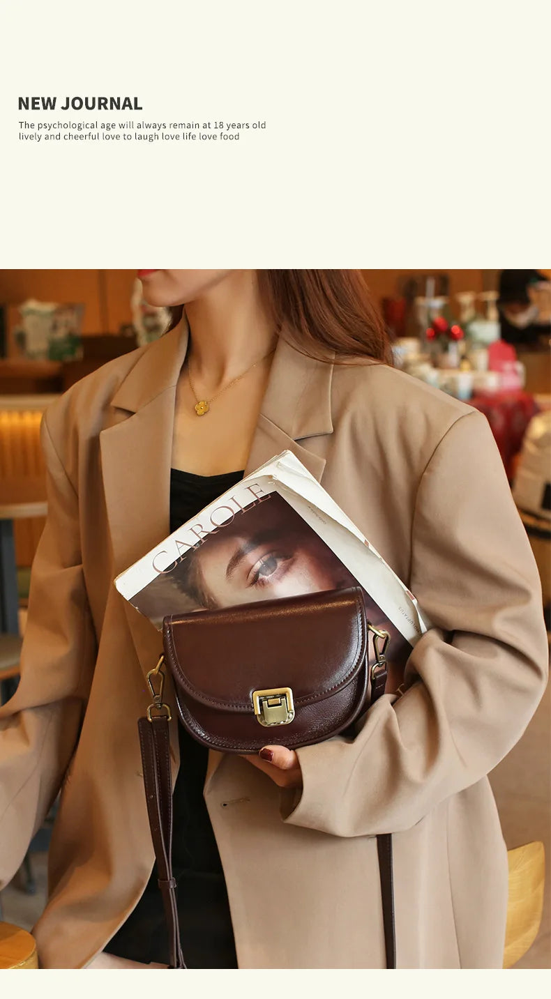 2023 New Style Real Leather Women's Bag Vegetable Tanned Genuine Cow Leather Single Shoulder Messenger Bag Lady Popular Purse