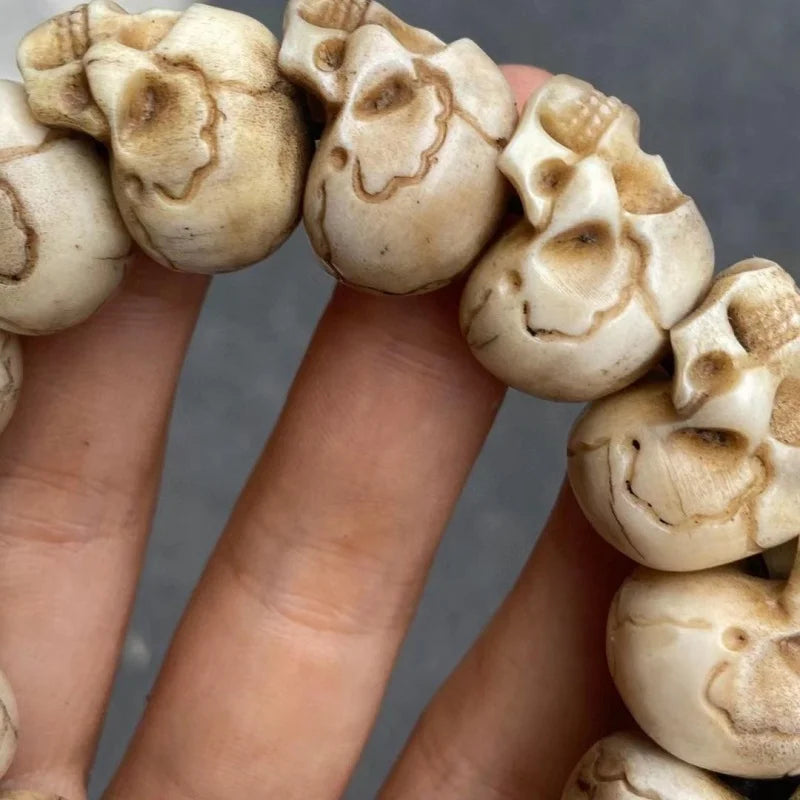 Old Materials Antlers Carved Skull Men's Personality Buddha Beads Bracelet Accessories Collection