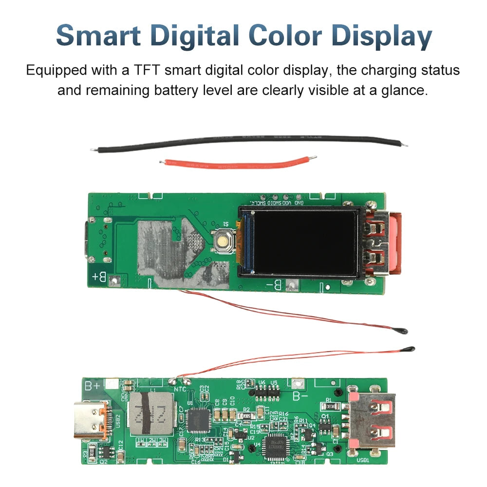 22.5W Fast Charging Module with TFT Color Display DIY Power Bank Kit for PD/QC/VOOC Dual Port Portable Charging
