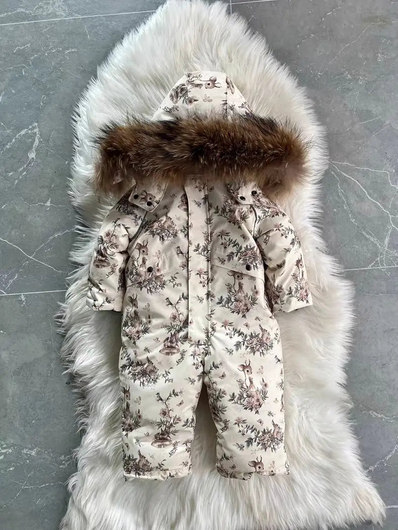 Autumn Winter Children Baby Girls Cotton Floral Jumpsuits Single-Breasted Cute Floral Chic Baby Overalls Kids One-Piece Pants