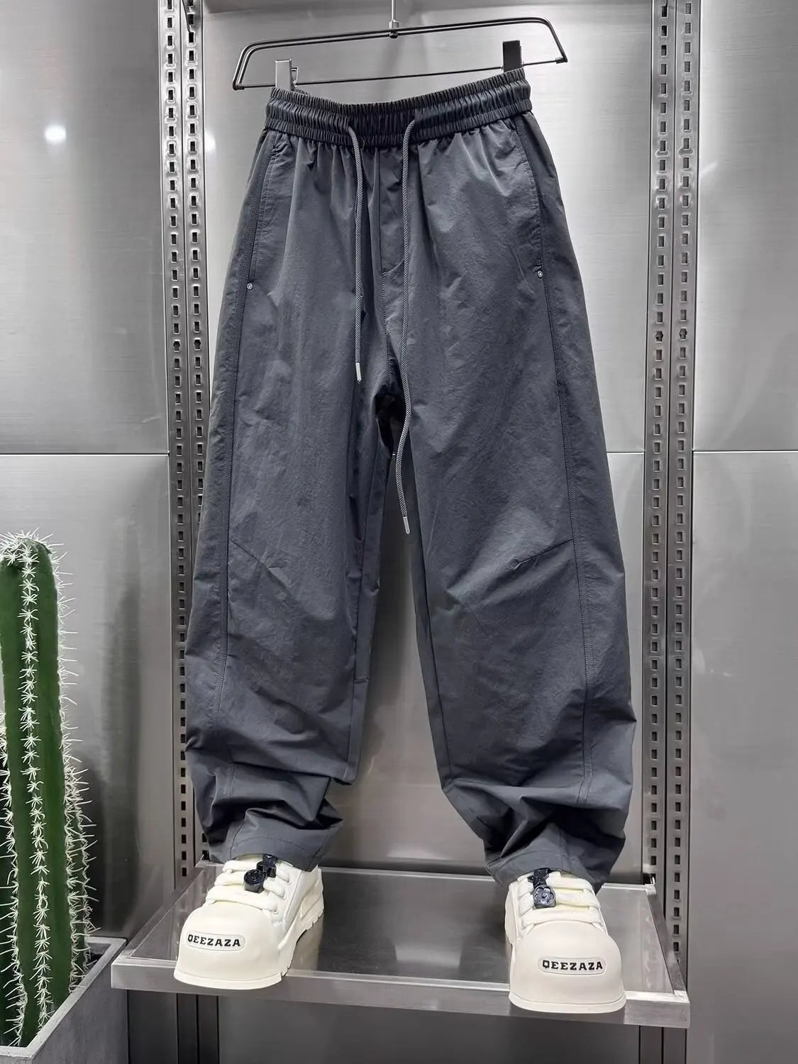 2025 New Trendy Brand Loose Wide Leg Pants Summer Casual Pants Men's Puff Handsome Work Pants Versatile Straight Leg Sports Pant