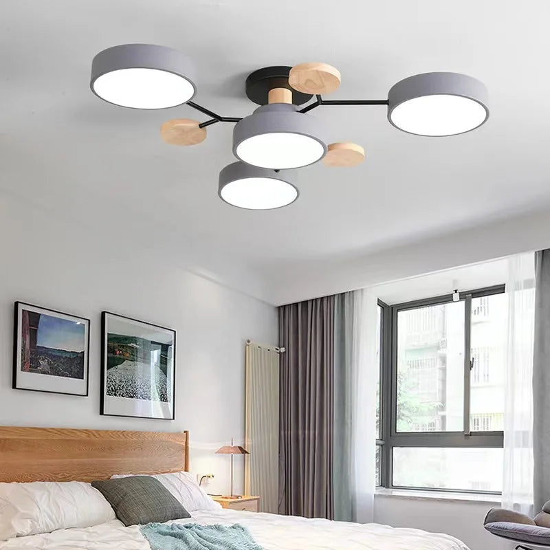 Retro Nordic Minimalist Four Head Six Head Restaurant Lighting Living Room Bedroom Lighting Room Ceiling Light Cross border