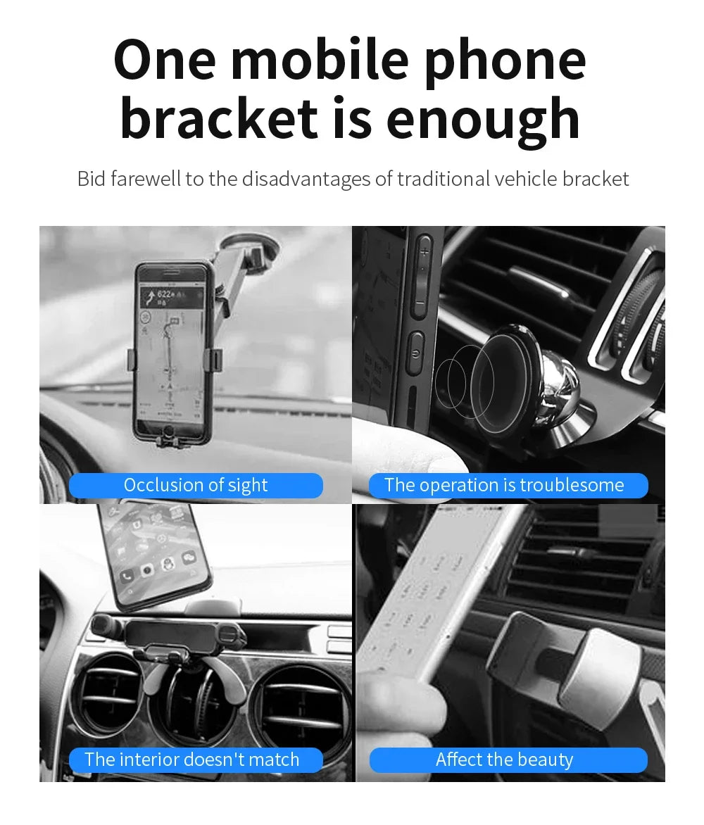 Car Phone Holder Screen Mount For Volkswagen Atlas 2024 2025 Wireless Charging Stand Navigation Bracket Glasses Storage Box