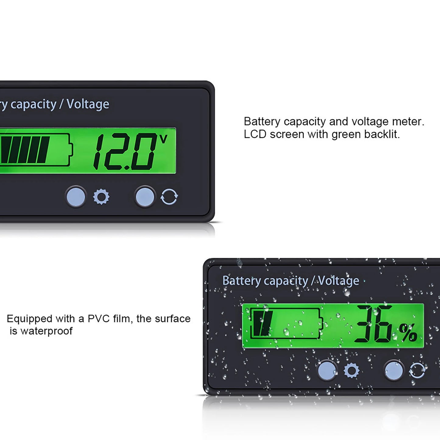 LCD Display Backlit Universal Battery Capacity Voltage Meter Tester Voltmeter Monitor with Connecting Cable