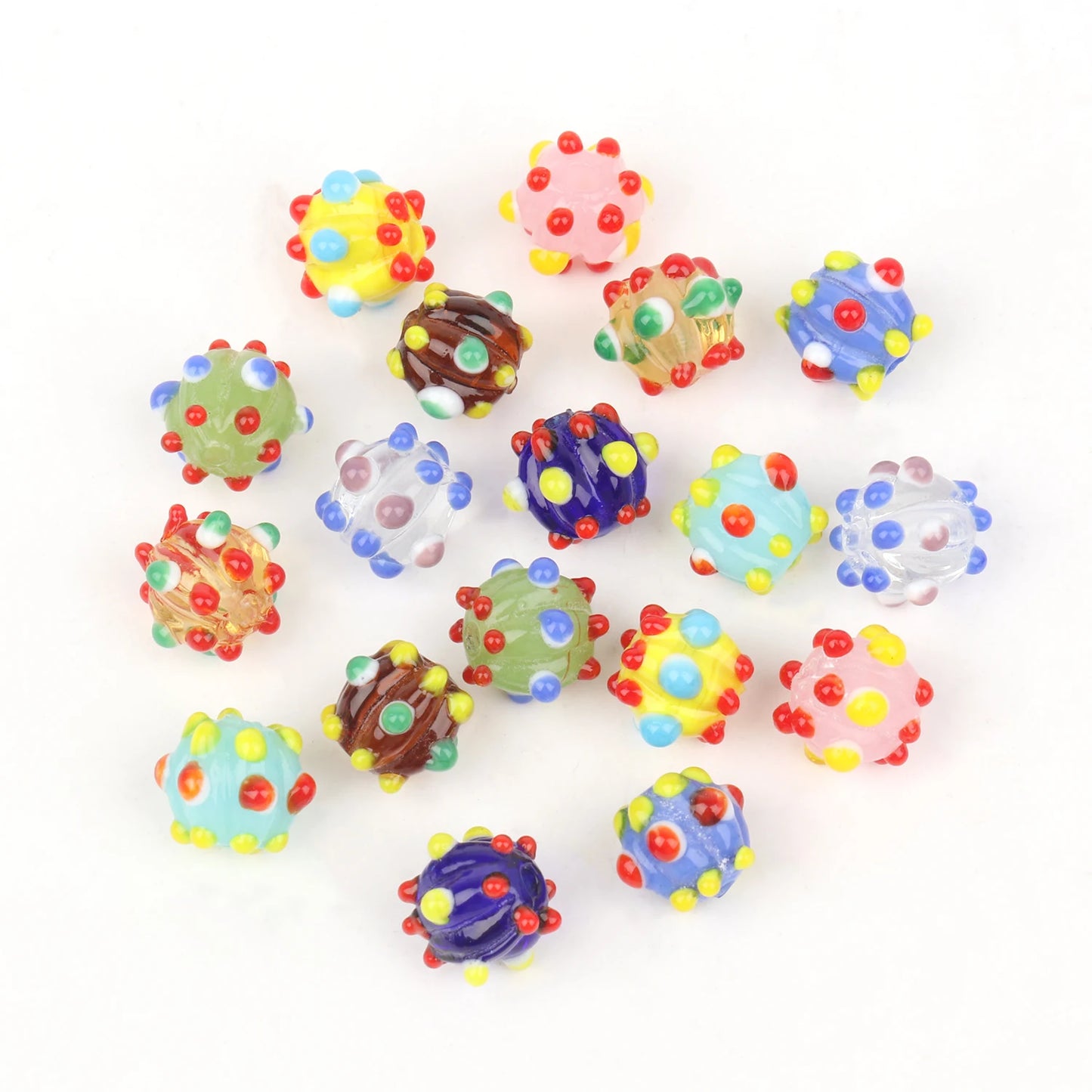 10mm Multicolor Murano Pumpkin Spot Lampwork Glass Loose Spacer Large Beads For Jewerly Making Diy Bracelet Earring Accessories