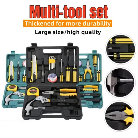 Tools Set General House Hold Hand Tool Kit with Plastic Toolbox Storage Case Used To Car Repair and Home Repair