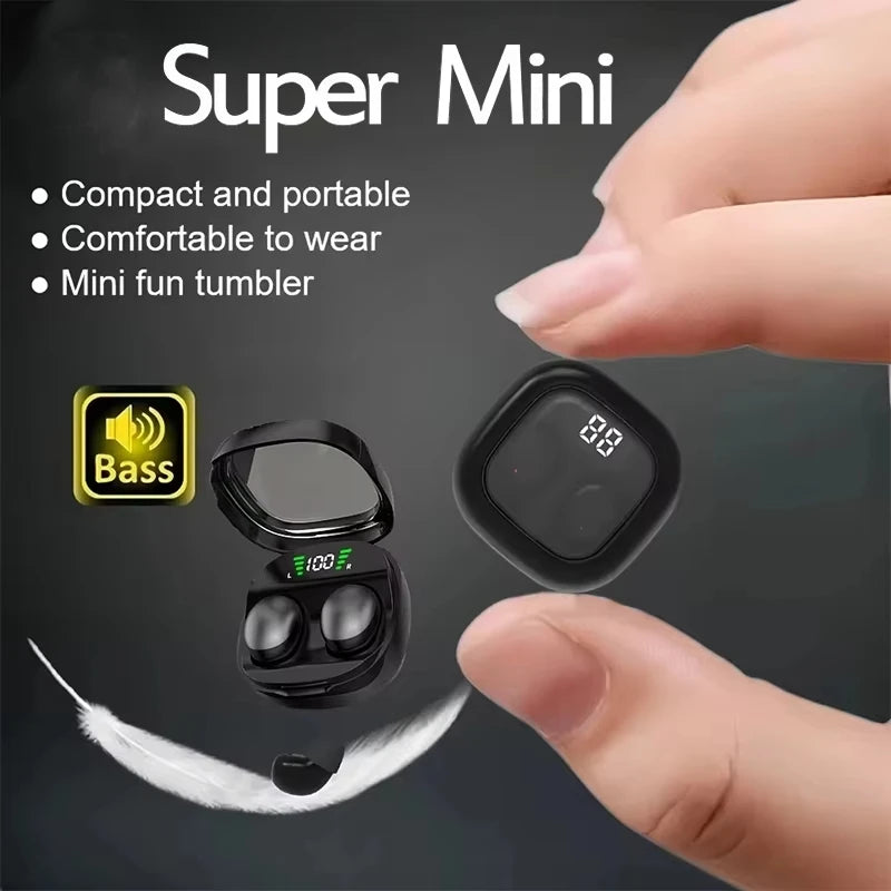Mini Wireless Bluetooth 5.3 Headset Small Earbuds Sleep Sports Invisible Headphones HD HIFI Bass Sound Quality Earphones