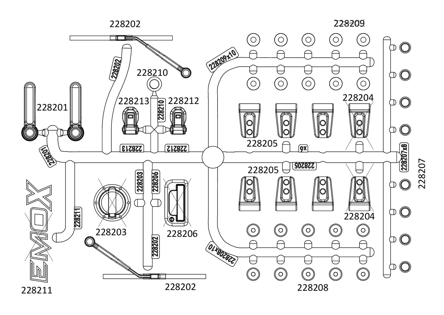Spare Parts 002 for Crossrc EMOXL2 Big Mustang 1/8 Remote Control 6x6 Truck Body shell and Spare Parts CROSSRC EMO XL2 emo x4