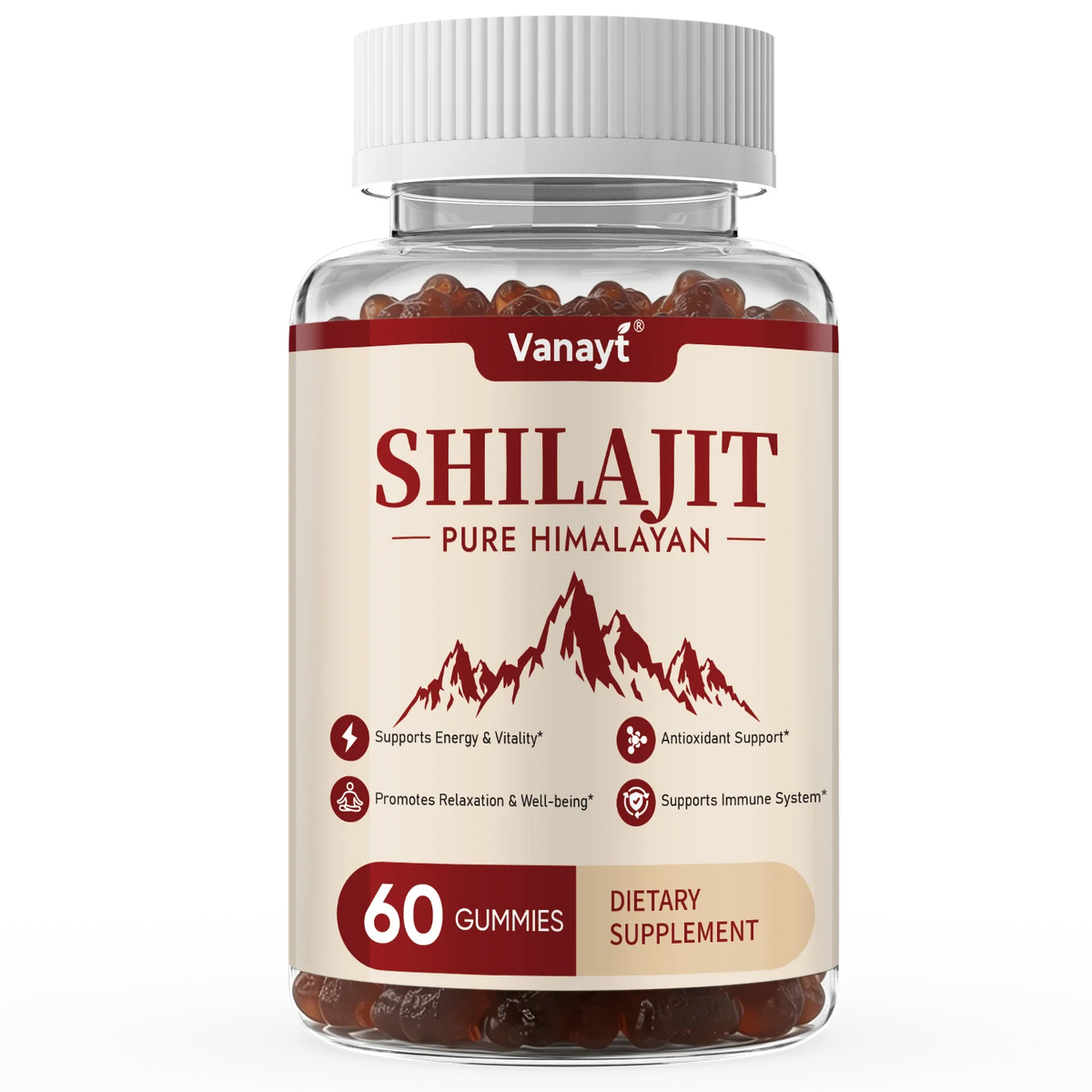 3000mg Shilajit Mineral Gummies Supports Natural Vitality Mental Wellness Balanced Mood For Daily Health 60 Count