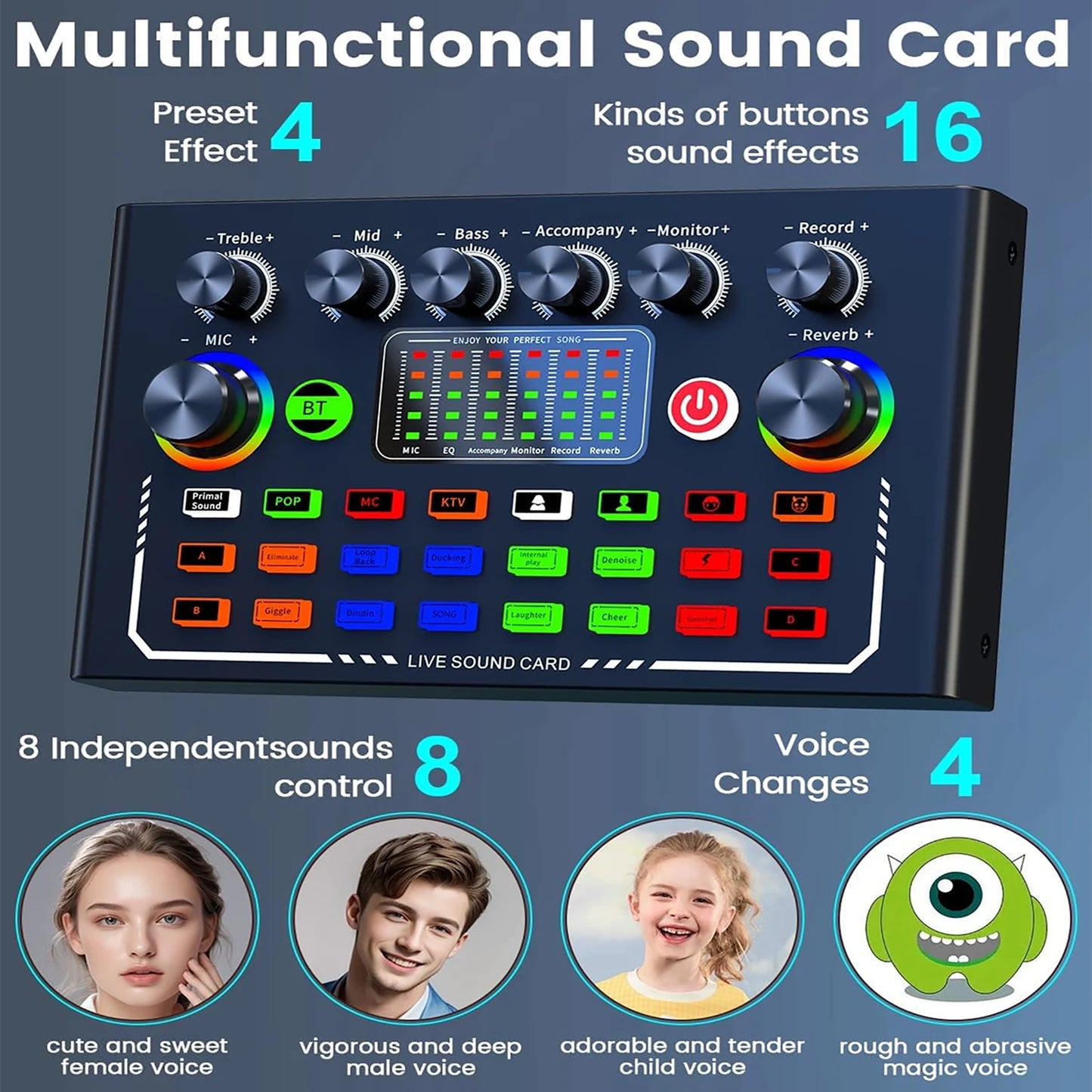 F009 Live Sound Card Podcast Equipment With BM-800 Microphone Live Broadcast Set For Audio Recording Youtube Live Streaming