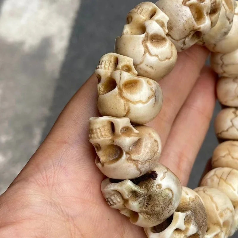 Old Materials Antlers Carved Skull Men's Personality Buddha Beads Bracelet Accessories Collection