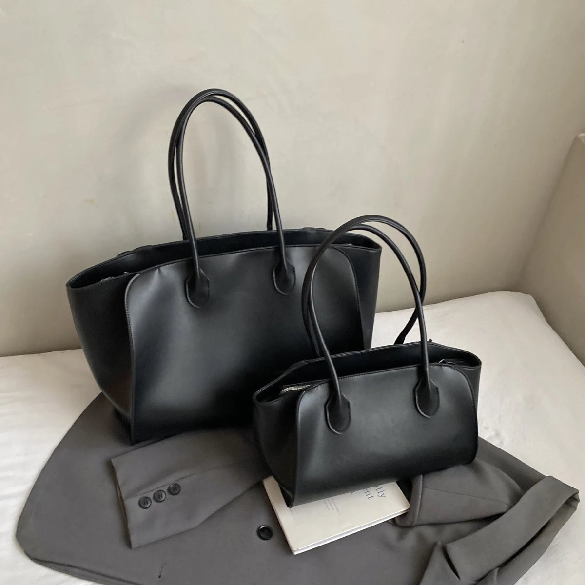Luxury Women's Large Tote Bag Genuine Leather Shoulder Bags 2025 Female Retro Handbags High Quality Ladies Messenger Bag Black