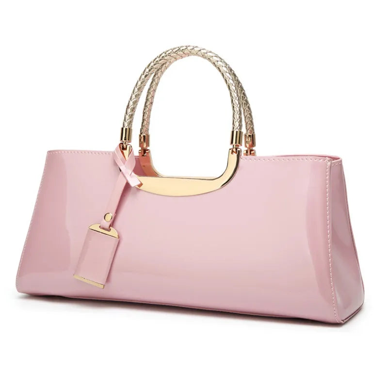 Luxury Designer Handbags Women 2024 High-end Evening Party Clutch Bag Ladies Bright Patent Leather Top Handle Underarm Bags