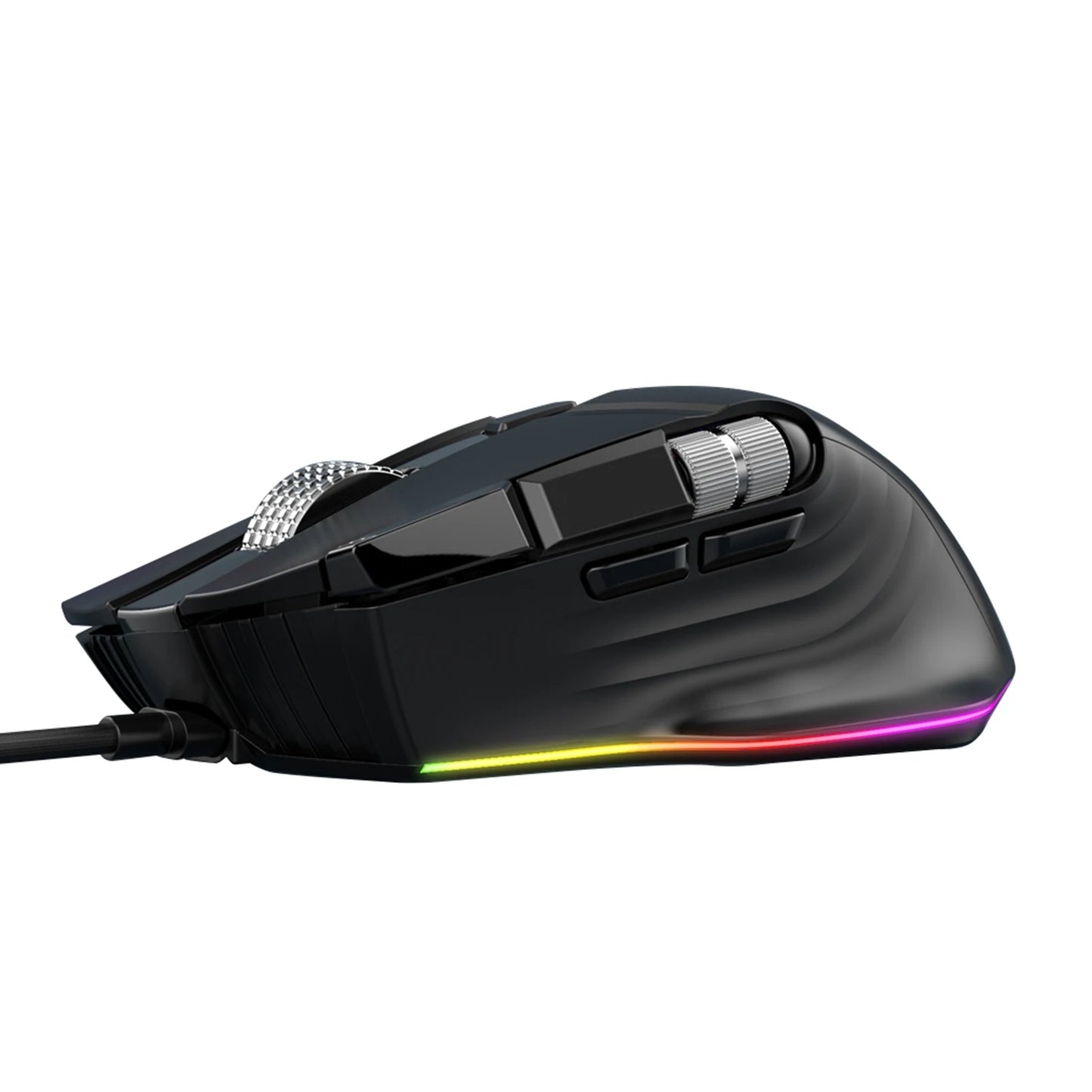 RGB Wired Gaming Mouse 7 Lighting Modes Dual Scroll Wheels Macro Programmable 1200-12400 DPI Ergonomic Design for PC Gamer
