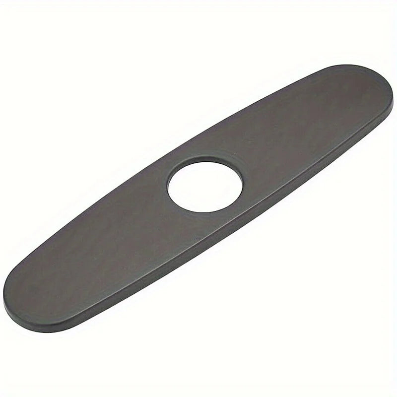 1pc Faucet Bottom Cover Base, Silver Faucet Cover, Oval Stainless Steel Hole Cover, Deck For Bathroom Or Kitchen Sink Faucet