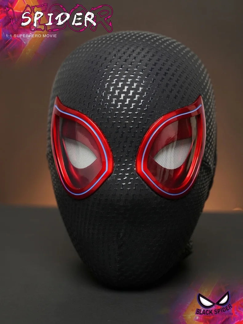 1:1 Miles Morales Mask with Movable Eyes Mascara Electric Gwen Spider-Man Helmet Ring Control Halloween Cosplay Mask Toy Gift