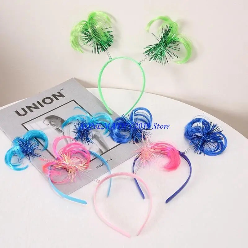 F42F Costume Accessories Feathers Ponytails Headband Color Tinsel Wrapped Headband