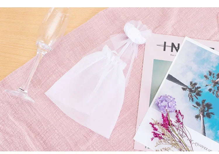 2Pcs Marriage Bride and Groom Wine Cups Wraps Champagne Glass Bottles  Water Cup Cover Wedding Bachelorette Party Decor Cover