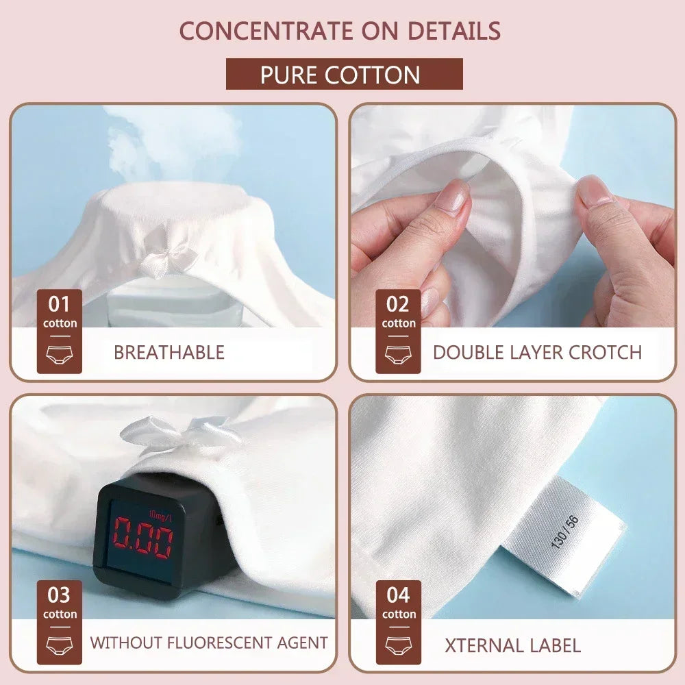 3PCS Kids Panties Girls Pure White Cotton Briefs Little Girl Soft Breathable Panties Baby Underpants Children's Cute Underwear