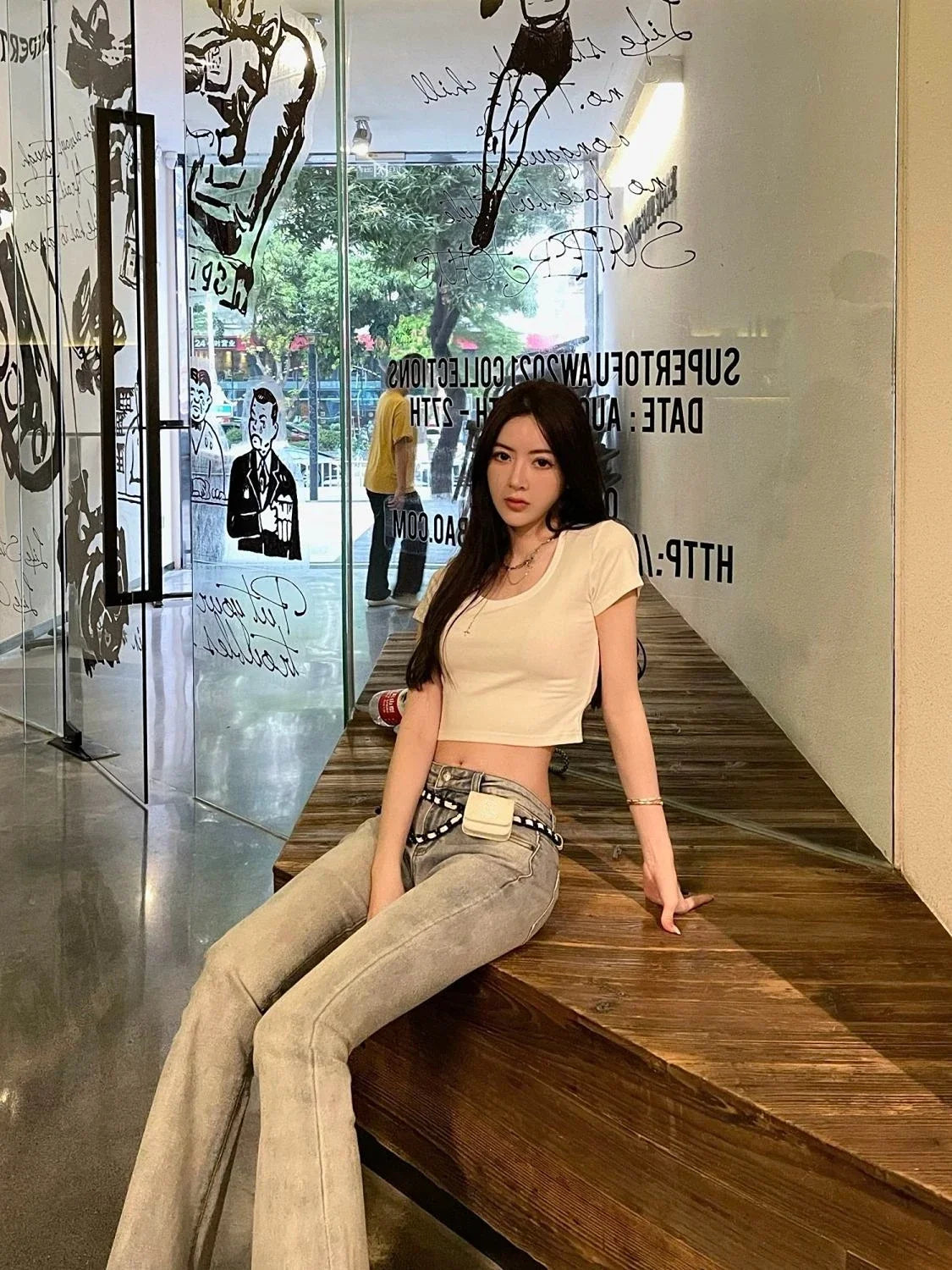 Low Rise Waist Bell Bottom Trousers Blue Pants for Woman Skinny Women's Jeans Flare Slim Fit Flared Baggy Stylish Summer Pant A