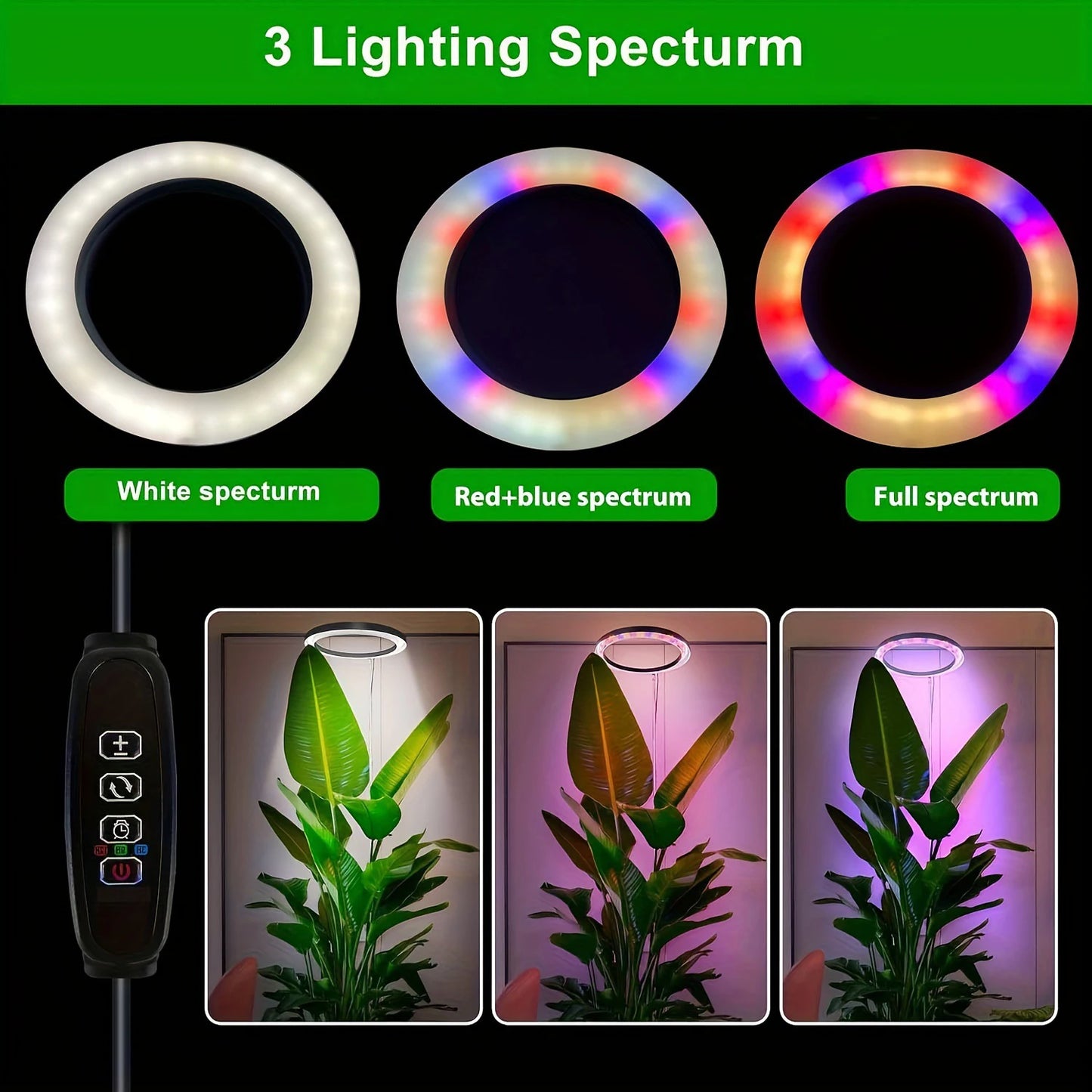 72 Leds Height Adjustable LED Ring Grow Lights Indoor Plants Full Spectrum Large Plant Light for Indoor Plants USB Growing Lamp